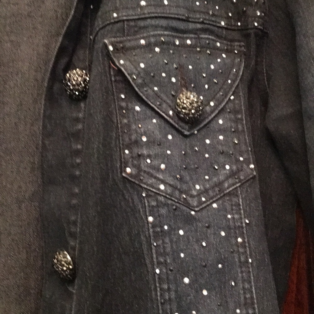 DG2 denim jacket. Rhinestone studs throughout. - Picture 2 of 5